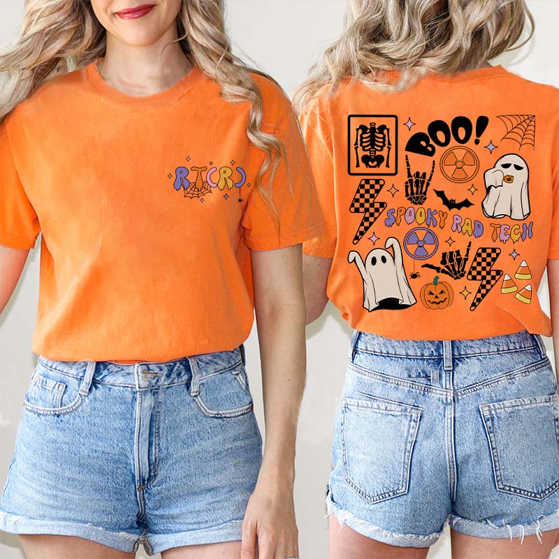 Boo Spooky Rad Tech Nurse Two Sided T-Shirt