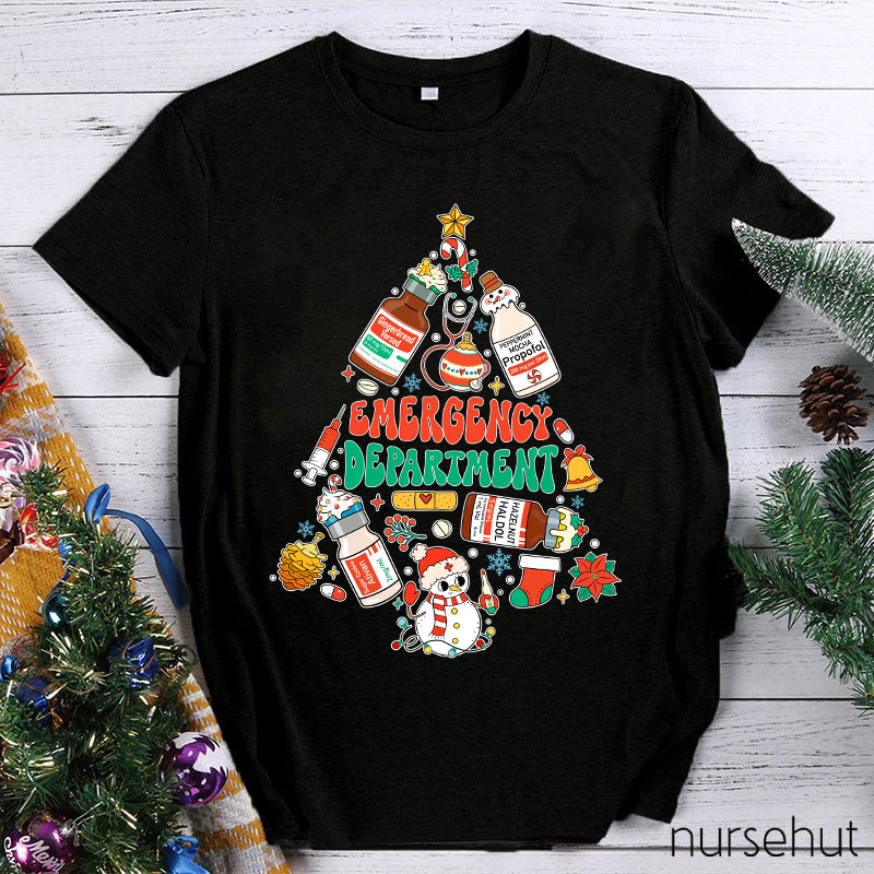Emergency Department Christmas Tree Nurse T-Shirt