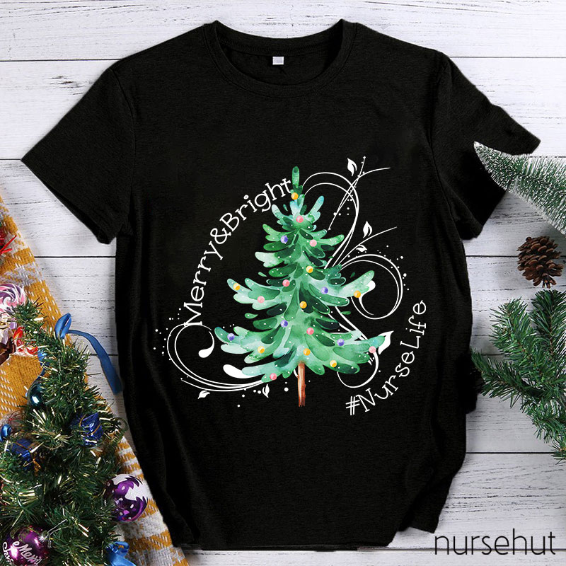 Merry And Bright Nurse T-Shirt