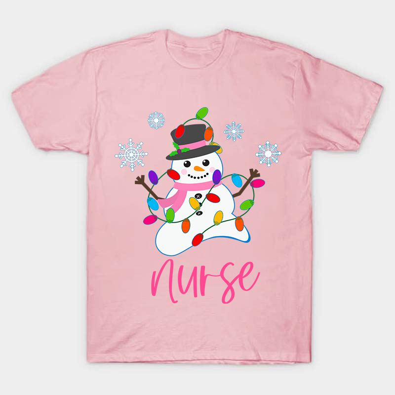 Snowman Playing With Lanterns Nurse T-Shirt