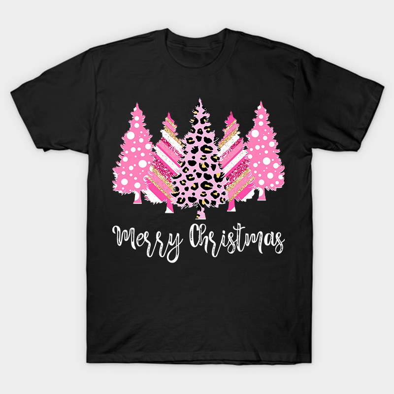 Merry Christmas Pink Christmas Trees Nurse T-Shirt