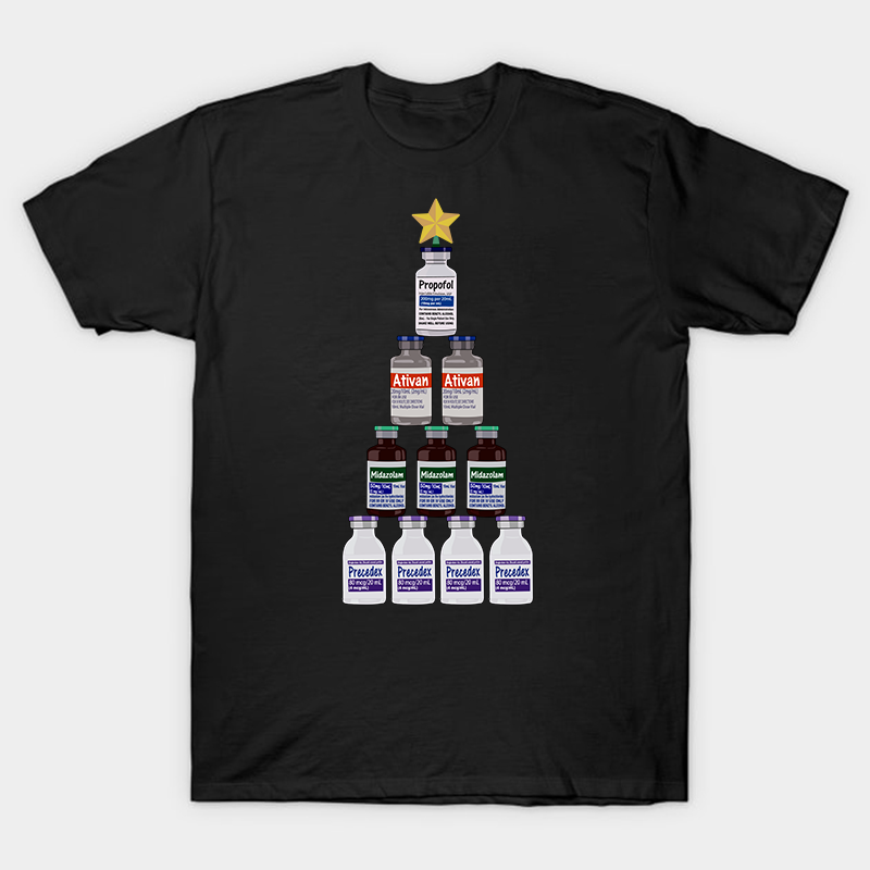 Medicine Bottle Christmas Tree Nurse T-Shirt