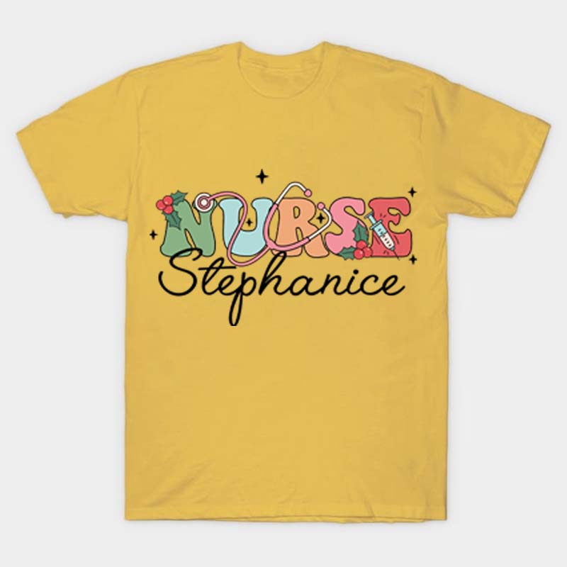 Personalized Name Christmas Crew Nurse T-Shirt