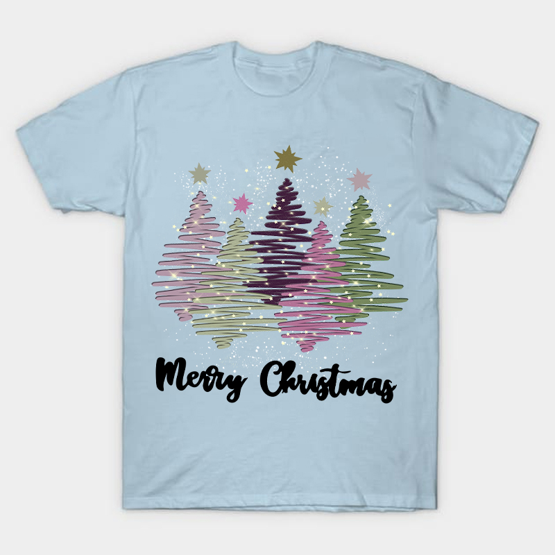 Merry Christmas Colorful Trees Nurse T-Shirt