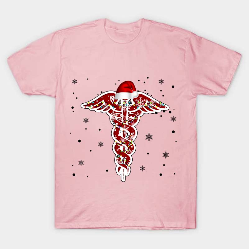 Christmas Rod of Asclepius Nurse T-Shirt