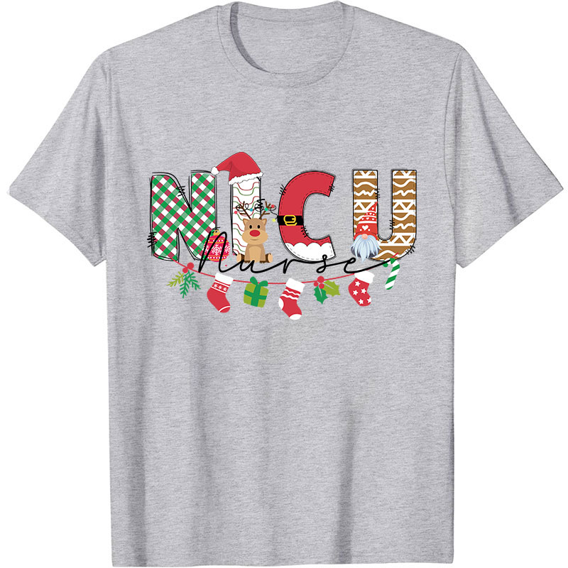 Personalized Cute Christmas Elements Nurse T-Shirt
