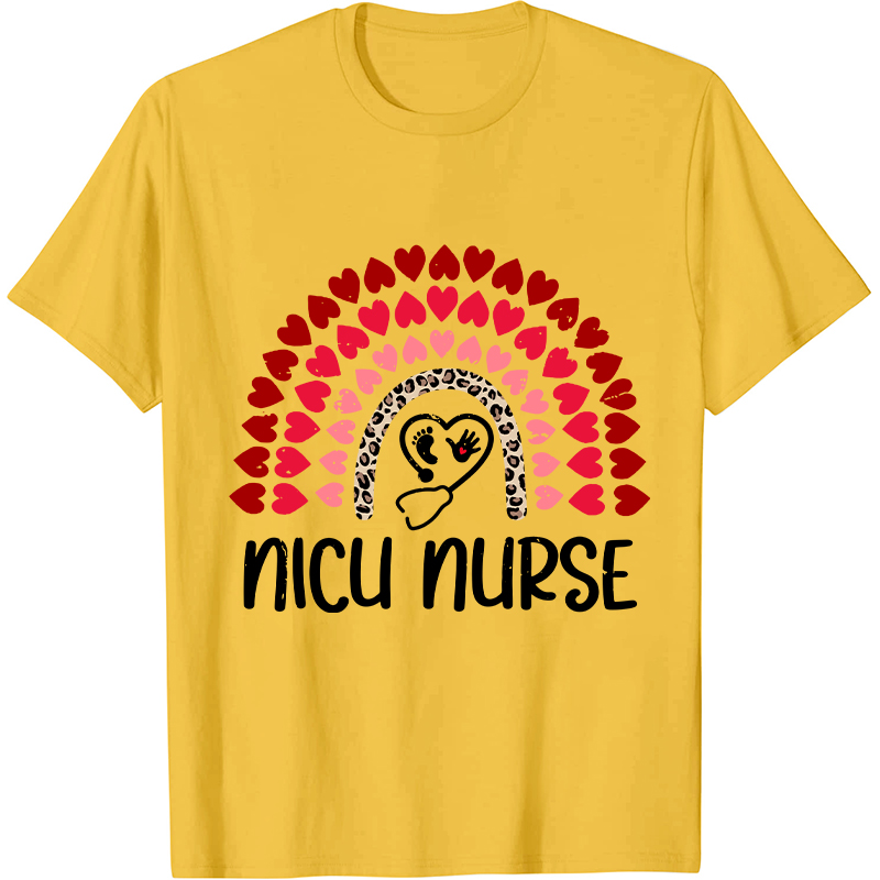 Heart Rainbow Nicu Nurse T-Shirt