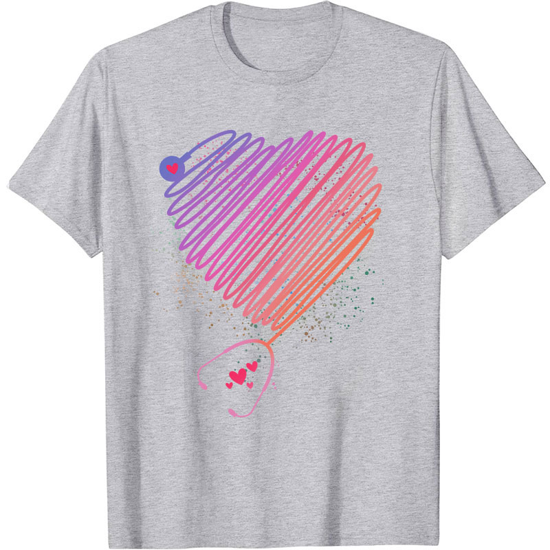 Colorful Love Stethoscope Nurse T-Shirt