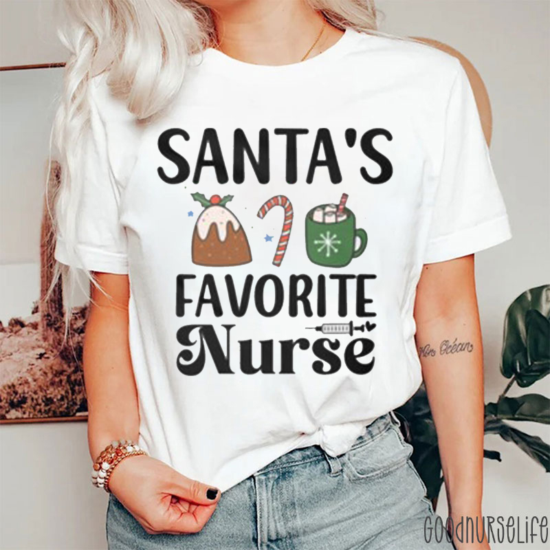 Santa's Favorite Nurse Christmas T-Shirt