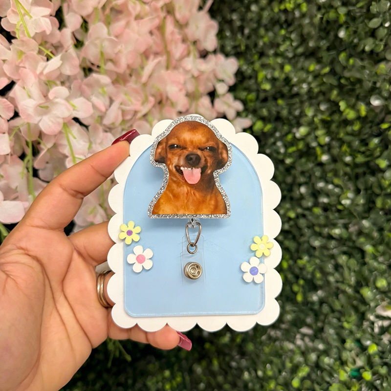 Funny Dog Meme Nurse Badge Reel