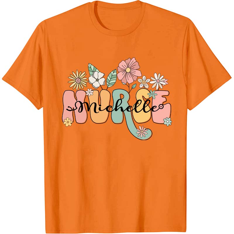 Personalized Name Wildflowers Nurse T-Shirt