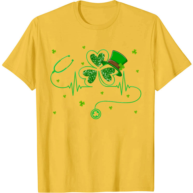 St Patrick's Day Shamrock Stethoscope Nurse T-Shirt