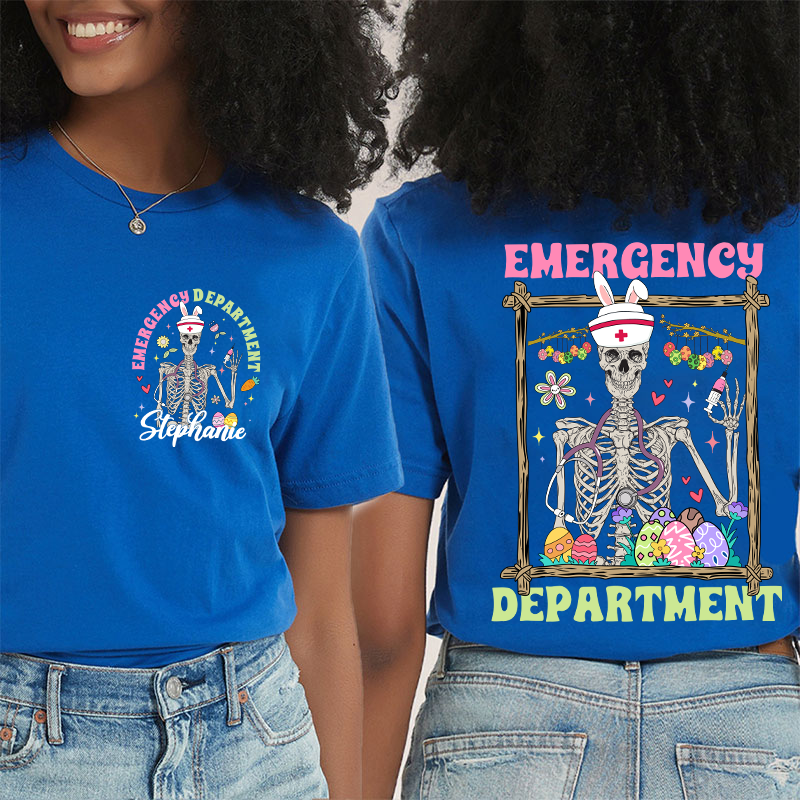 Easter Skeleton Emergency Department Nurse Two Sided T-Shirt