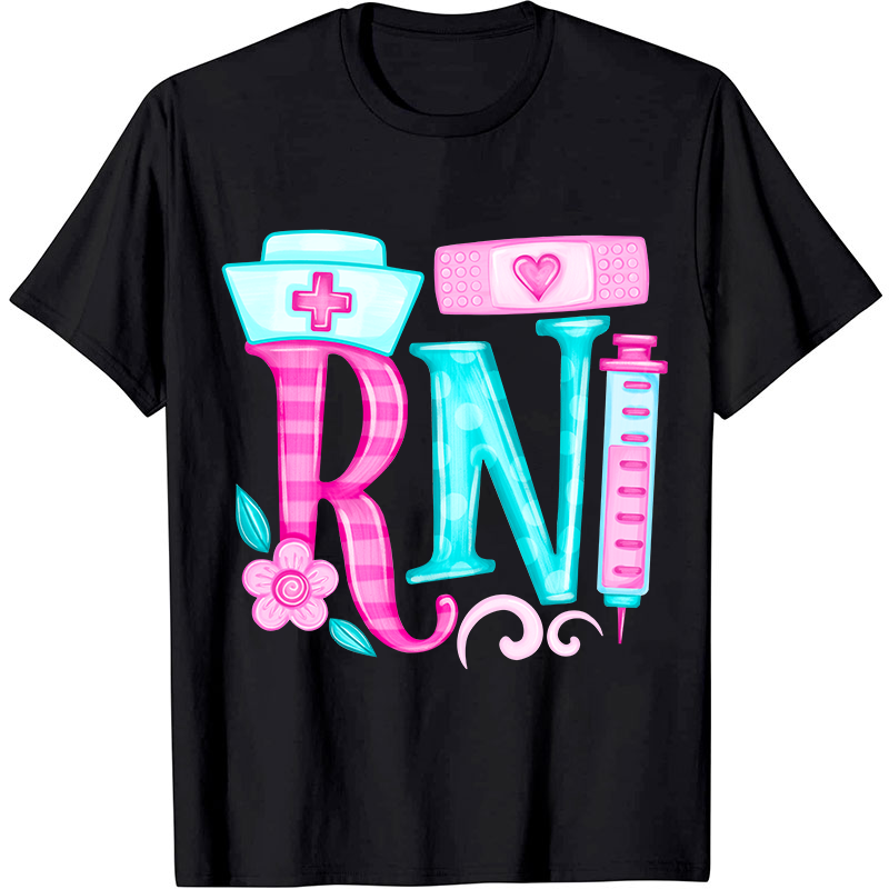 Personalized Job Title Pink Flower Nurse T-Shirt