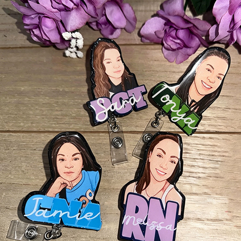 Personalized Photos Cartoon Characters Badge Reel