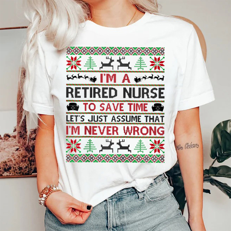 I Am A Retired Nurse Christmas T-Shirt