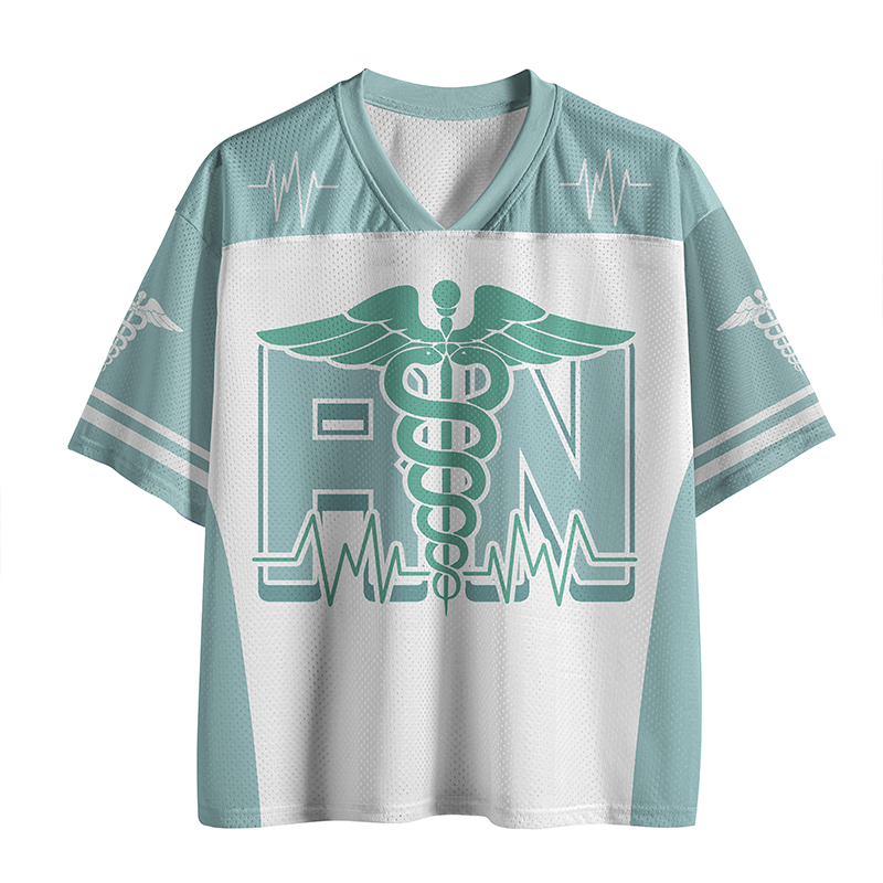 Personalized Number Double Snake Caduceus RN Nurse Mesh Jersey