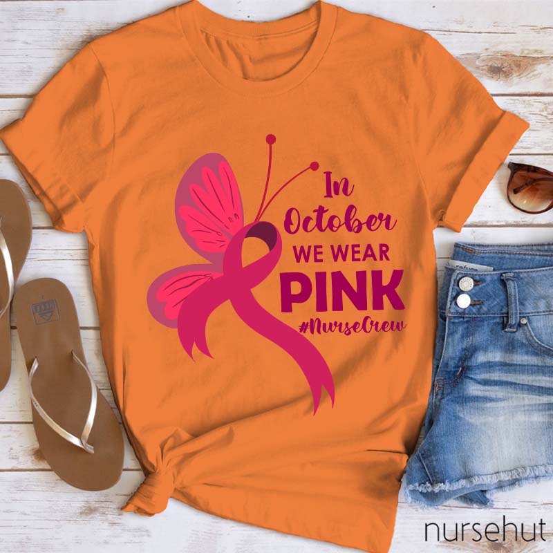 Butterfly Pink Ribbon Nurse T-Shirt