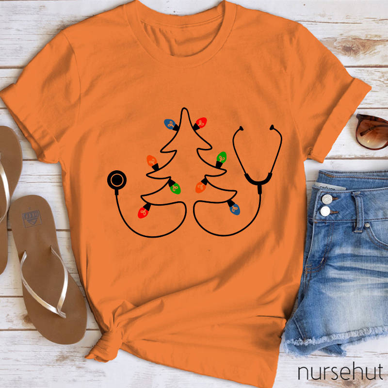 Stethoscope Christmas Tree Nurse T-Shirt