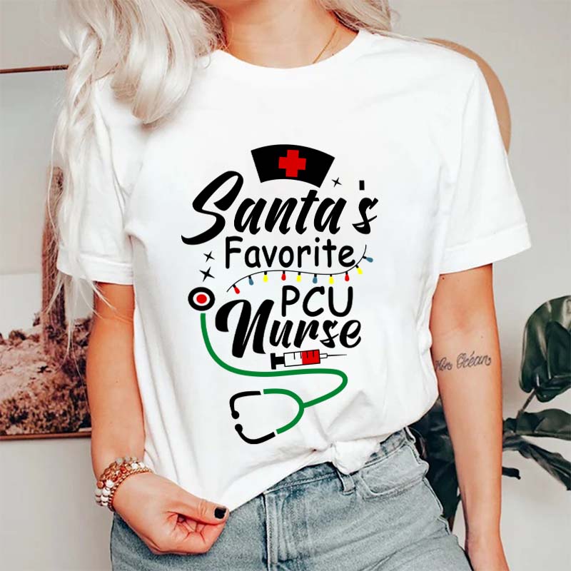 Personalized Santa's Favorite Nurse T-Shirt