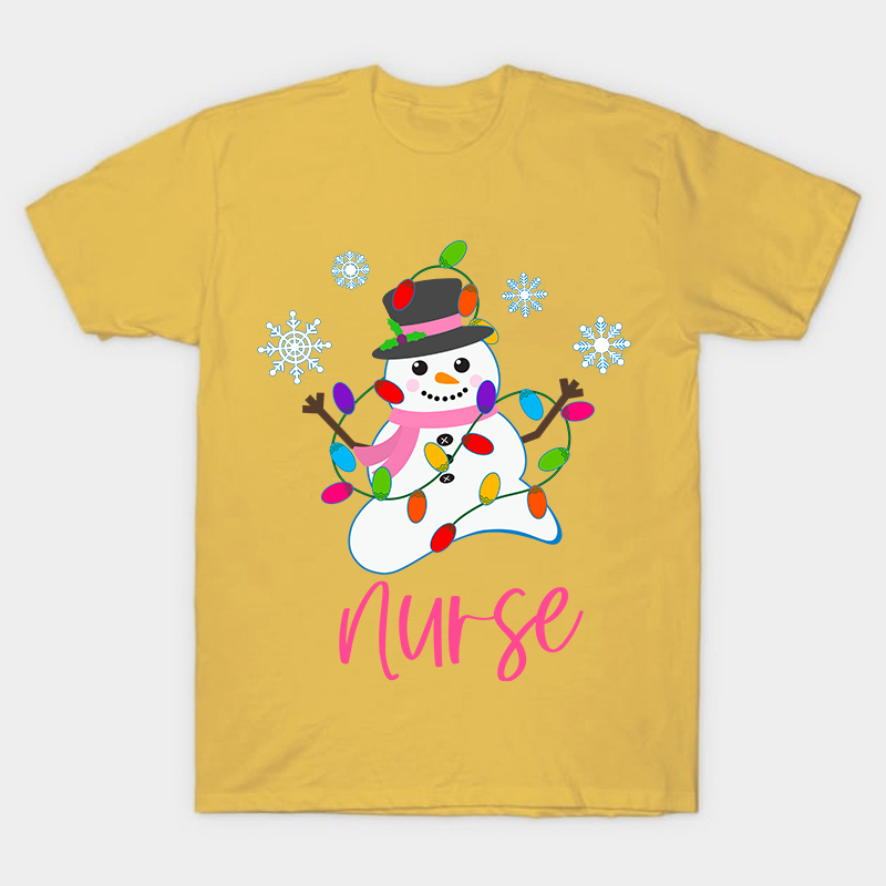 Snowman Playing With Lanterns Nurse T-Shirt