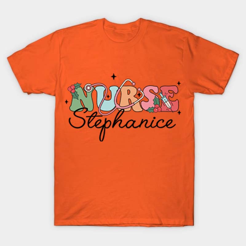 Personalized Name Christmas Crew Nurse T-Shirt