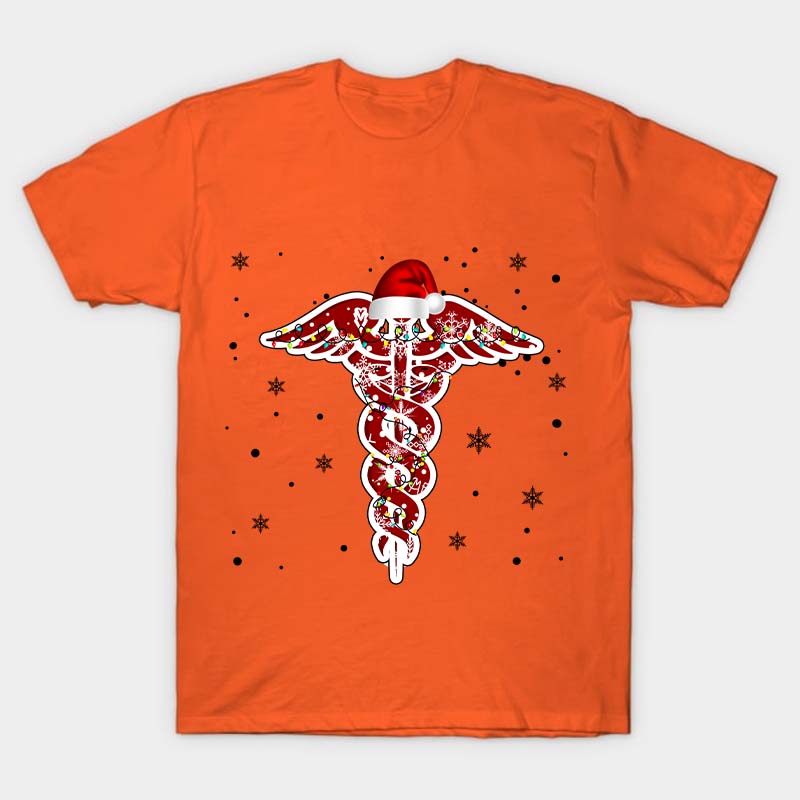 Christmas Rod of Asclepius Nurse T-Shirt
