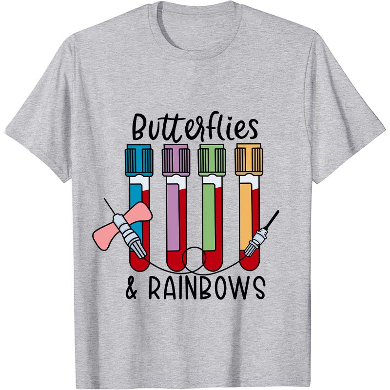 Butterflies And Rainbows Nurse T-Shirt