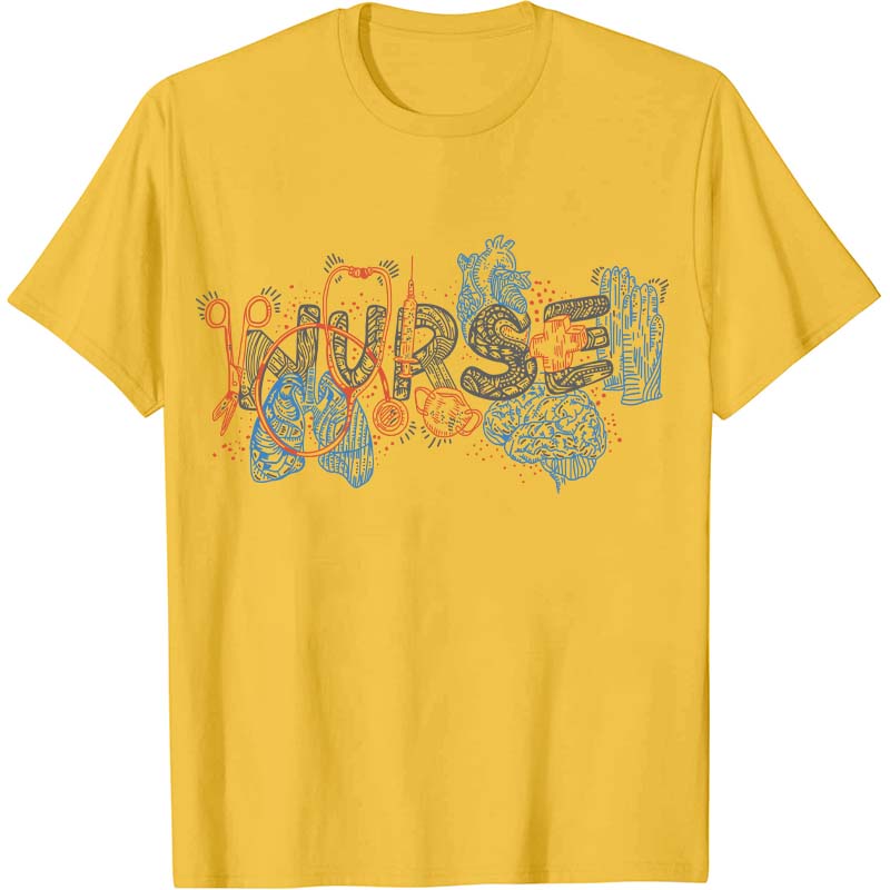 Floral Anatomy Line Nurse T-Shirt