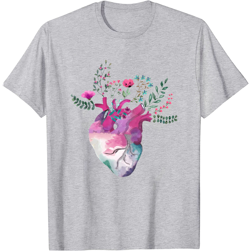 Flowers On The Heart Cardiac Nurse T-Shirt