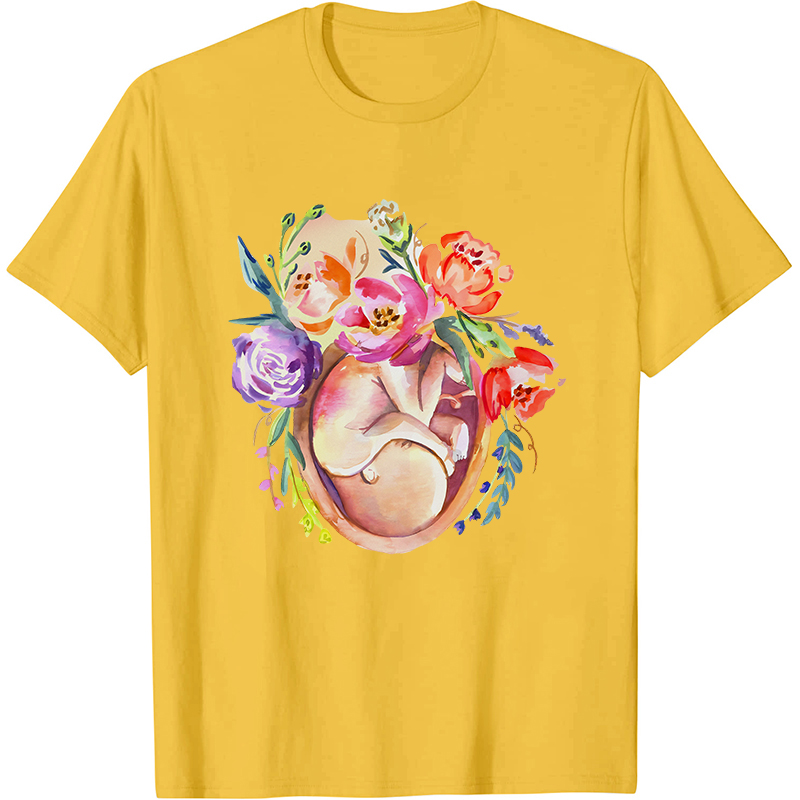 Floral Fetus Nurse T-Shirt