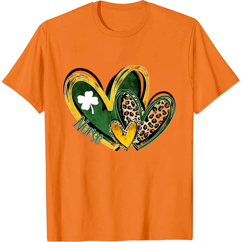 St.Patricks Leopard Heart Nurse T-Shirt