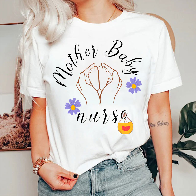 Mother Baby Flower Nurse T-Shirt