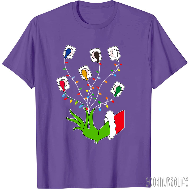 Christmas Lights EKG Nurse T-Shirt