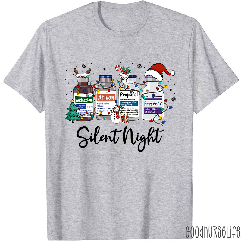 Silent Night Funny Medical Christmas Nurse T-shirt