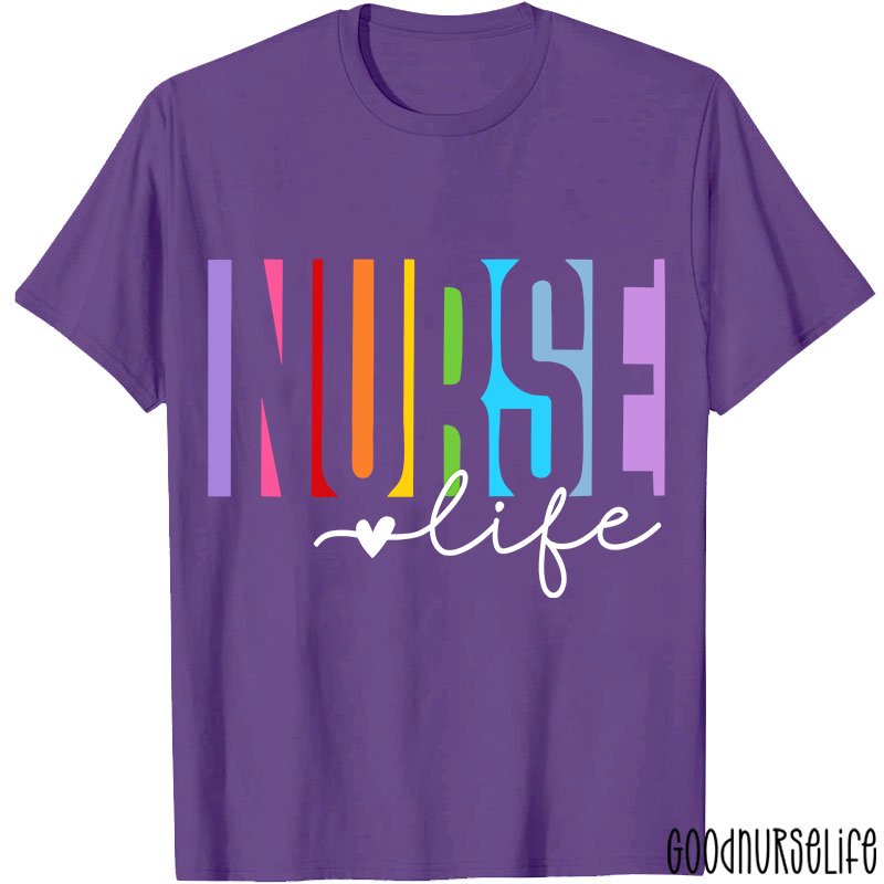 Colorful Nurse Life Heart Nurse T-Shirt