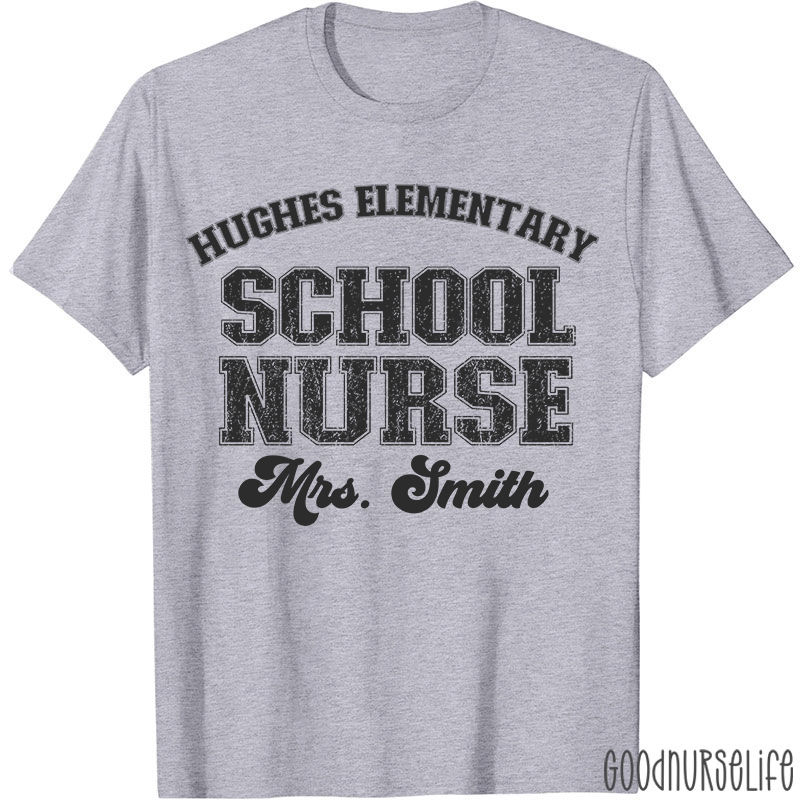Personalized Retro Style School Nurse T-Shirt