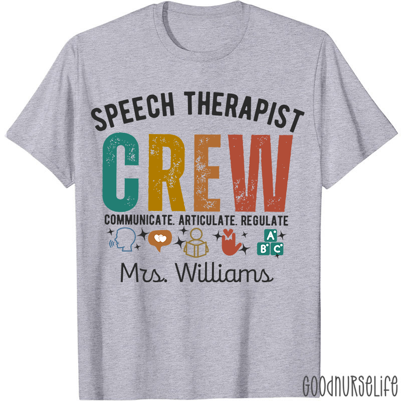 Personalized Speech Therapist Crew T-Shirt