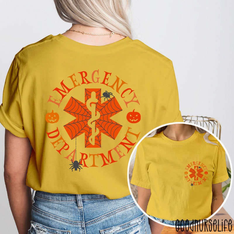 Spooky Season And Emergency Department Nurse Two Sided T-Shirt