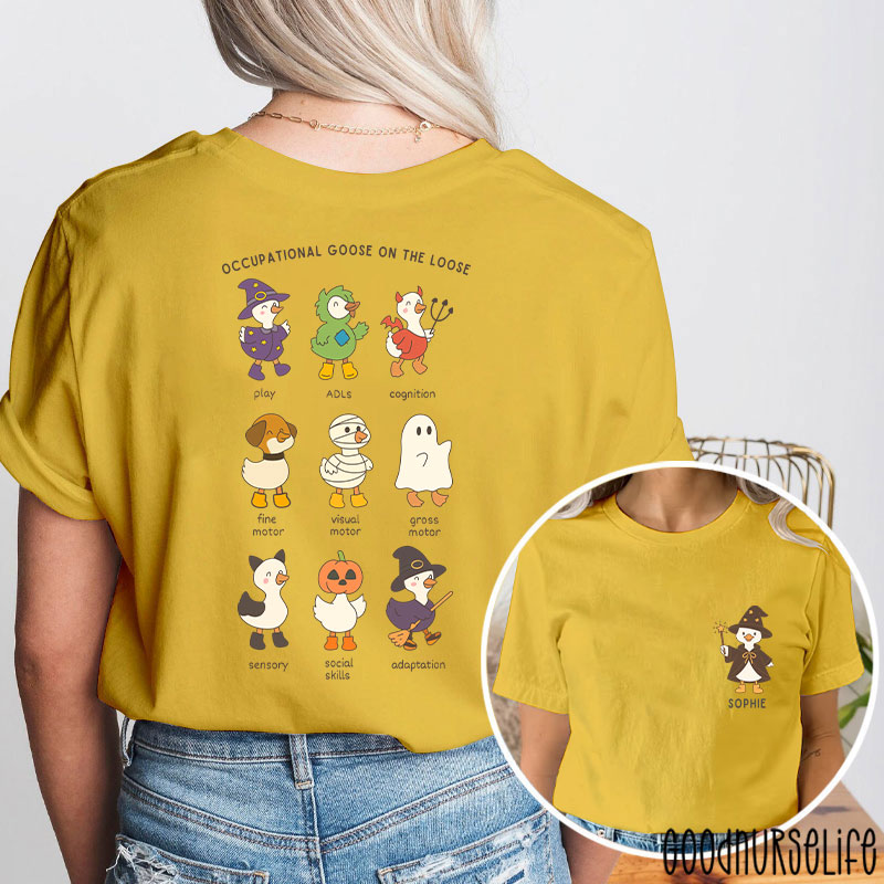 Halloween Silly Goose Cute Occupational Therapy Two Sided T-Shirt