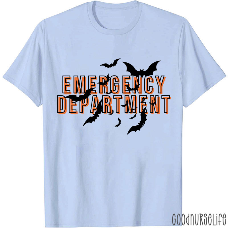 Halloween Bat Emergency Department Nurse T-Shirt