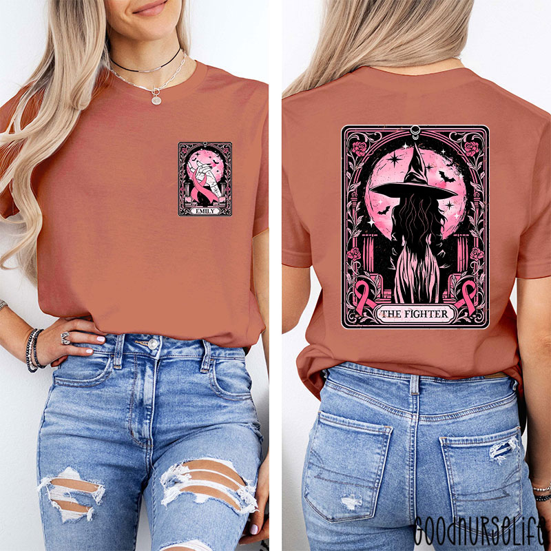 Personalized The Fighter Tarot Nurse Two Sided T-Shirt