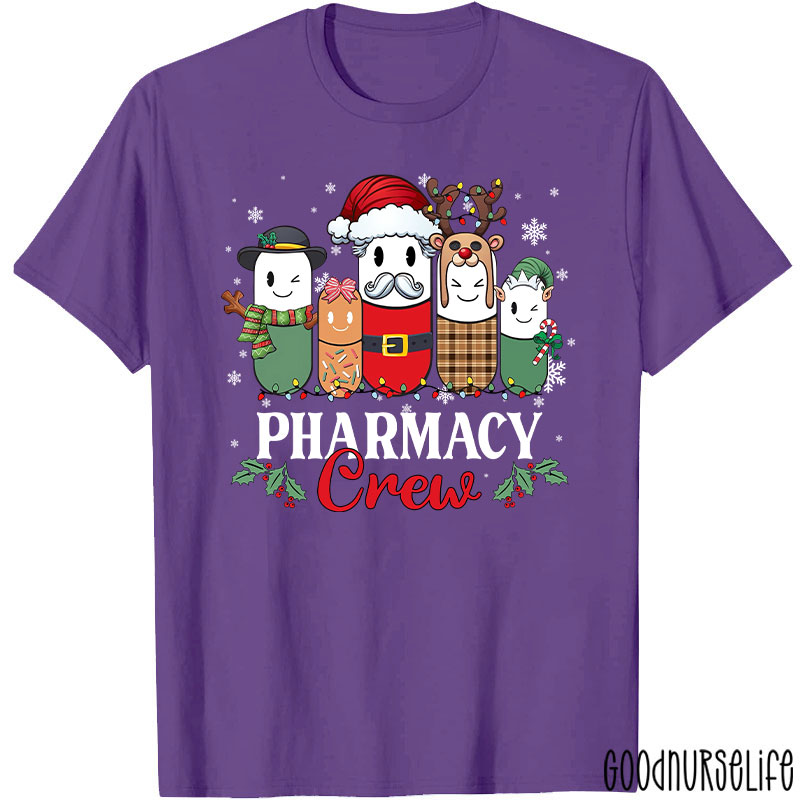 Christmas Pharmacy Crew Festive Pill Character T-Shirt