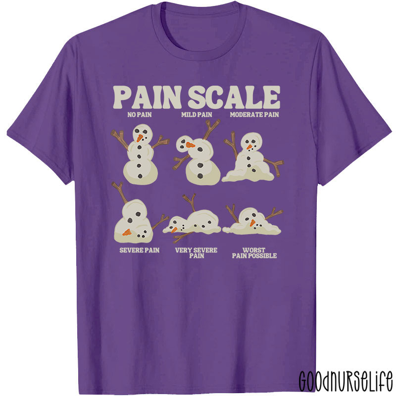 Snowman Pain Scale Festive Nurse T-Shirt