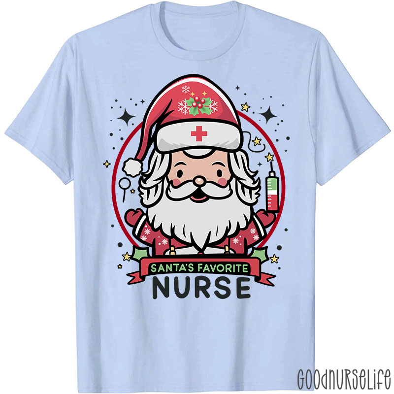 Santa's Favorite Nurse Christmas T-Shirt