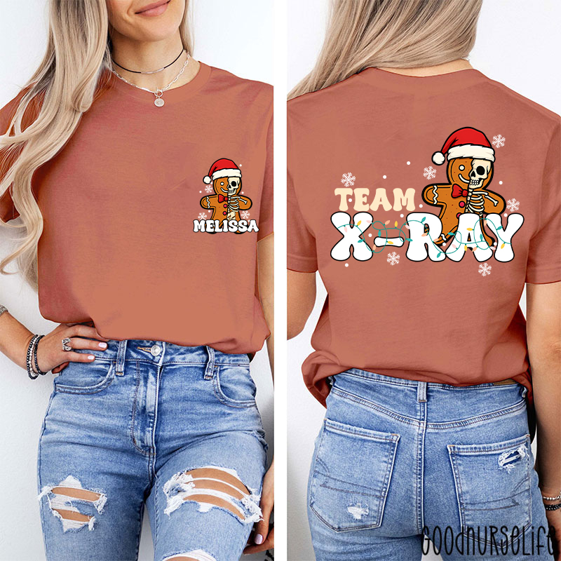 Personalized Skeleton Gingerbread Team X-Ray Two Sided T-Shirt