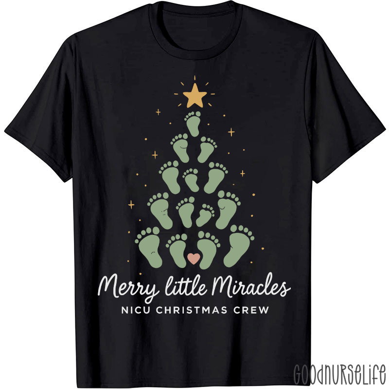 Merry Little Miracles Nicu Christmas Crew T-Shirt
