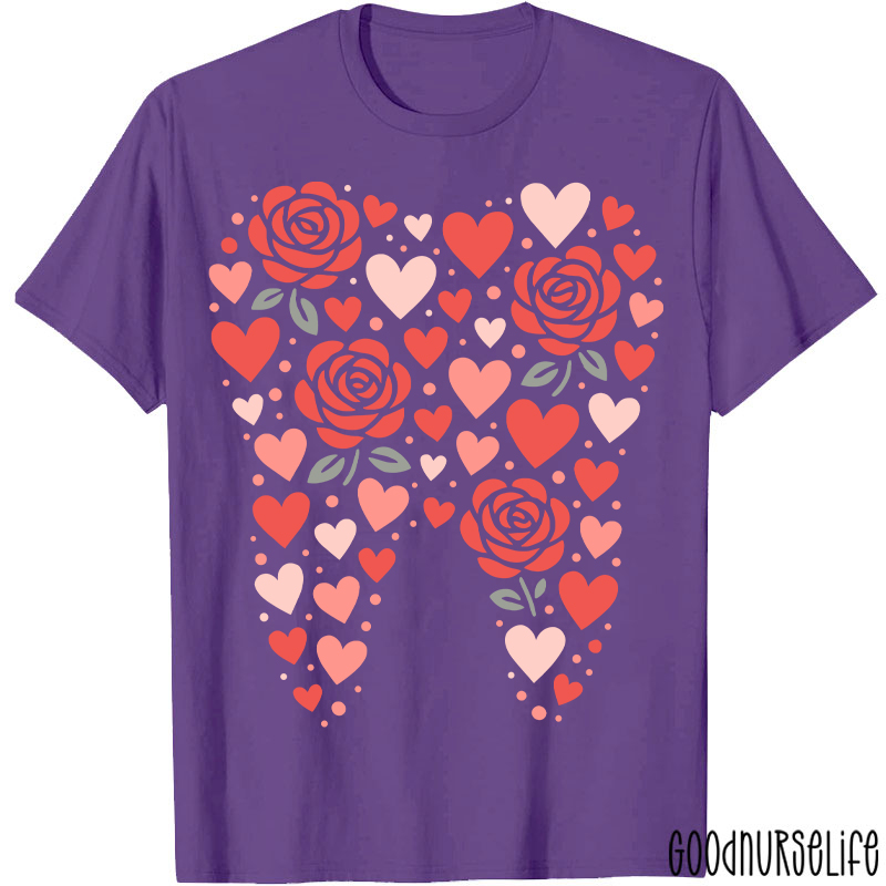 Valentine Rose Tooth Heart T-shirt