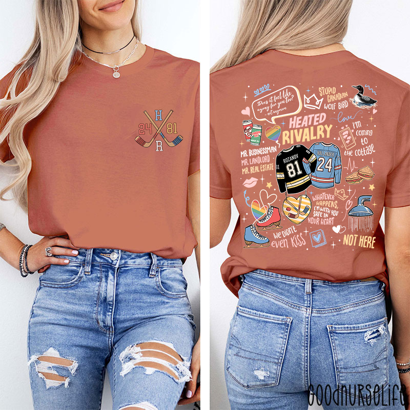 Hockey Movie Romance Two Sided T-Shirt