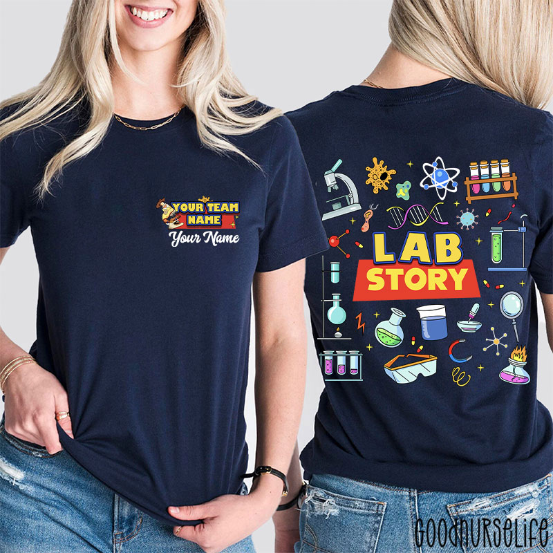 Personalized Name LAB Story Laboratory Stuffs Two Sided T-Shirt